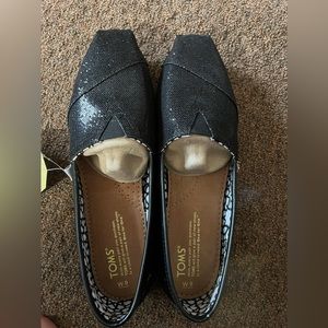 Toms Black Glitter Size 9 W